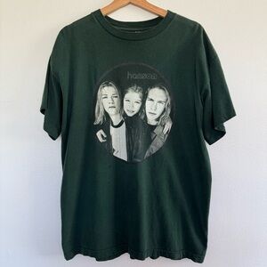 Vintage 90s Hanson T-Shirt Large Green Brothers Boy Band Concert Tour Music Tee